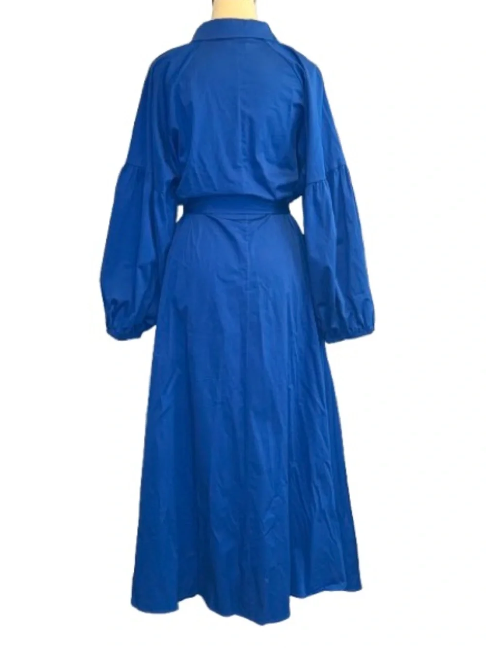 Kate Spade New York Stained Glass Blue Cotton Poplin Belted Maxi Shirt Dress XXL